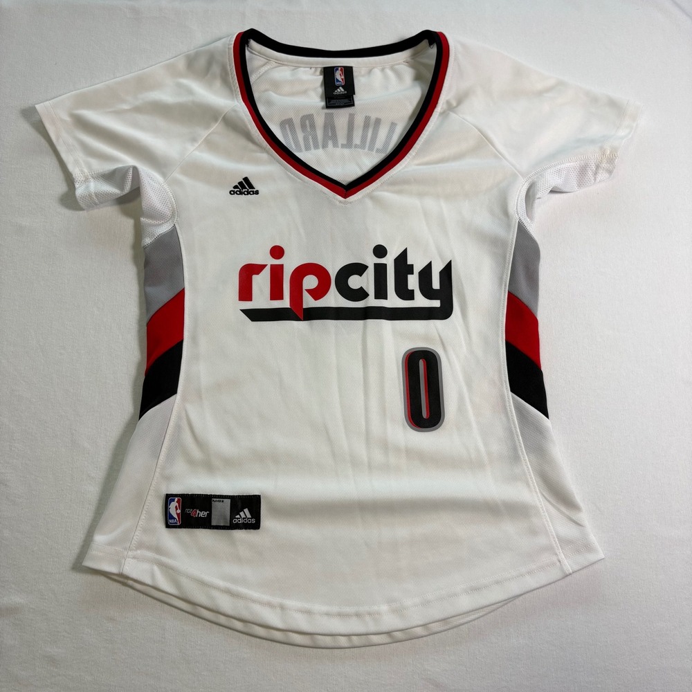 Adidas Portland Trail Blazers Jersey S White Damian Lillard Rip City NBA